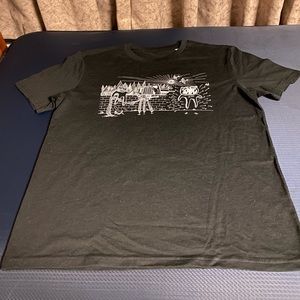 Black Radiohead merch T shirt.